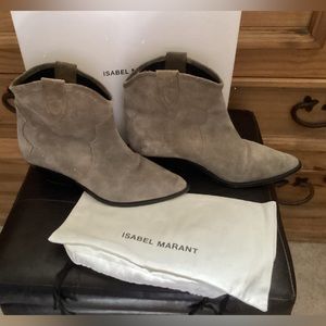 ISABEL MARANT SUEDE TAUPE DEWIT ANKLE BOOTS SIZE 10